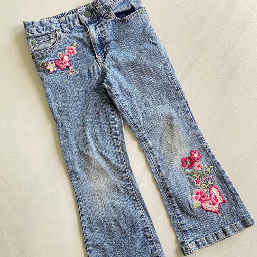 Vintage Faded Glory Butterfly Embroidered Stretch Jeans